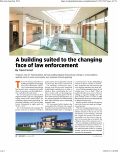 blue line magazine press hit titled a building suited to the changing face of law enforcement