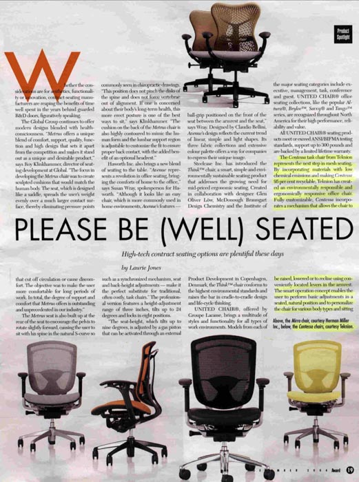 teknion contessa chair press hit in award magazine 1